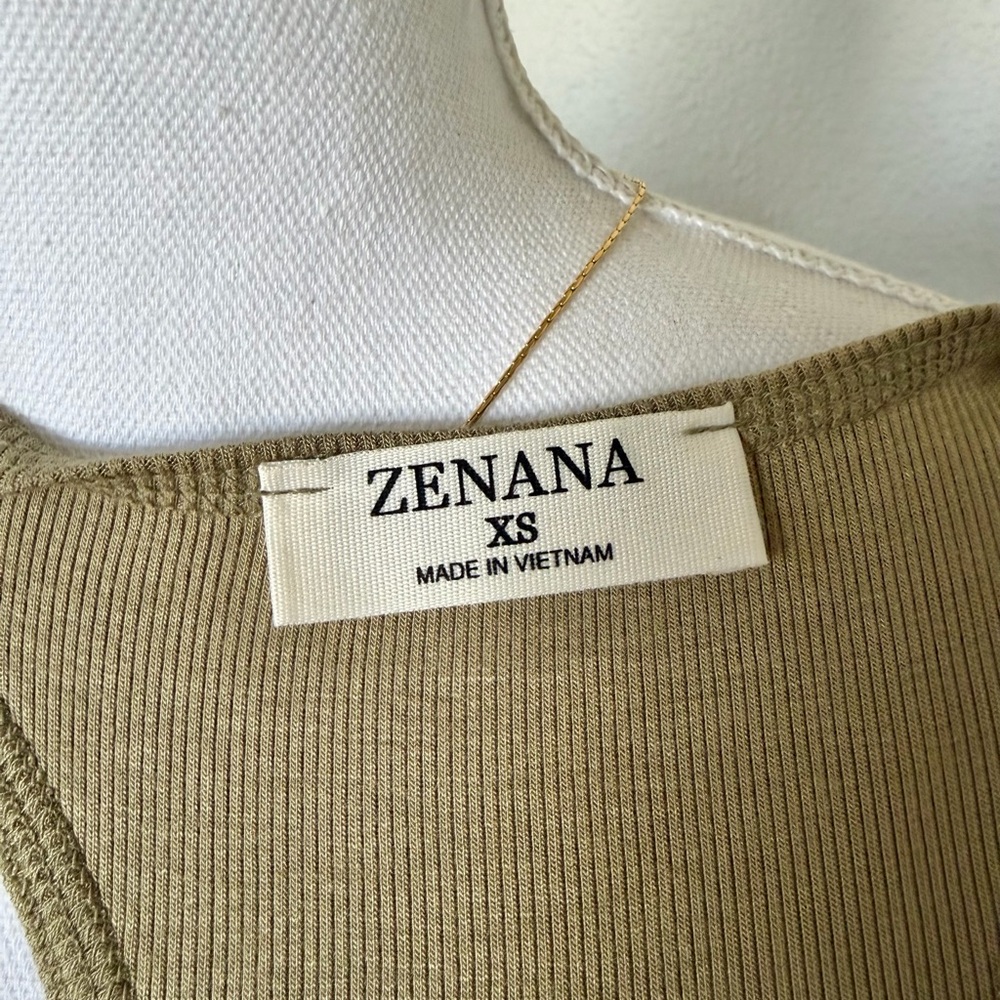 Zenana - Olive Ribbed Razor Back Tank Top - Picture 6 of 12